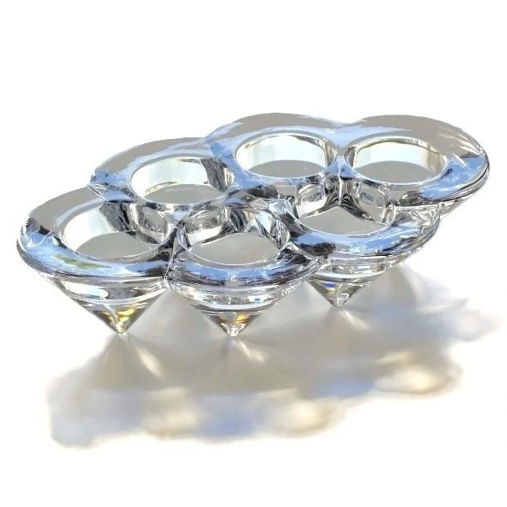 Swedish Design 3pc Console Set Crystal Glass Icicle 3, 6 cup Candle Holders READ